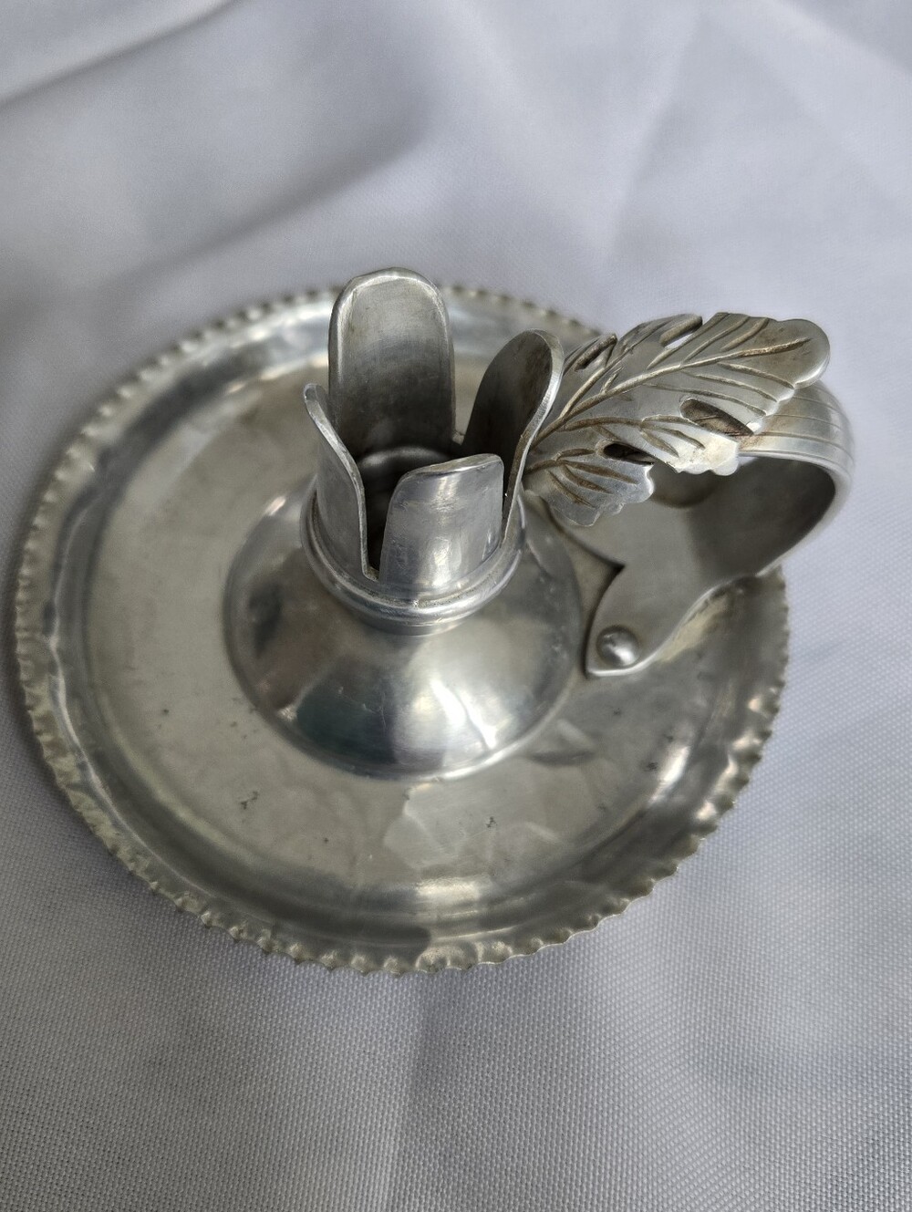 Vintage Continental Silverlook #712 Hand Wrought Aluminum Candle Holder